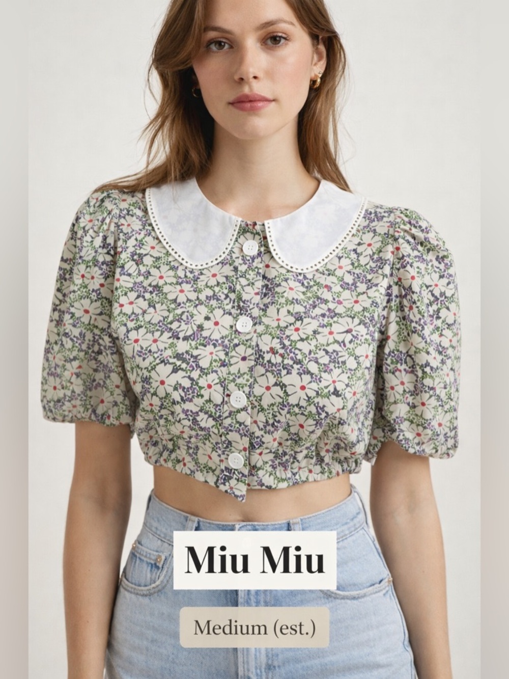 Miu Miu Floral  Crop Blouse  medium Cotton Italy multi cottagecore coquette girl